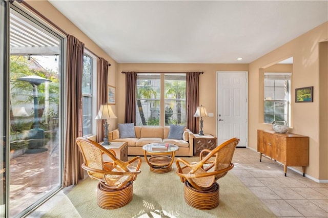 view of tiled living room