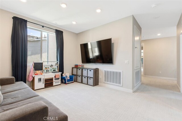 27717 Knoll View Pl, Valencia, CA 91381 - carpeted living area featuring recessed lighting, baseboards, and visible vents