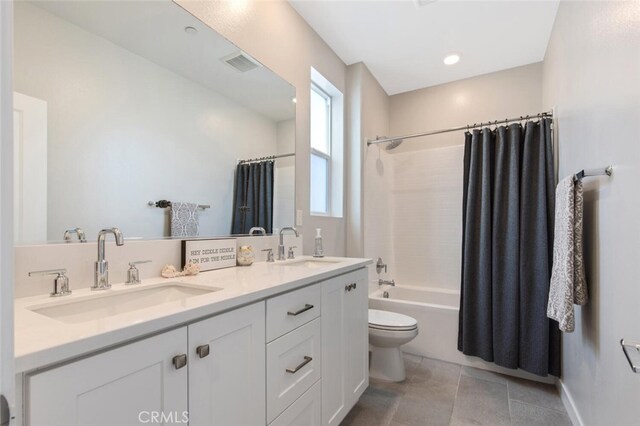 27717 Knoll View Pl, Valencia, CA 91381 - full bath with a sink, tile patterned flooring, toilet, shower / tub combo, and visible vents