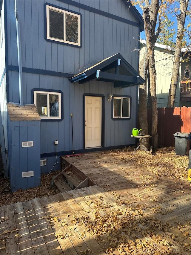 view of front of home with a deck