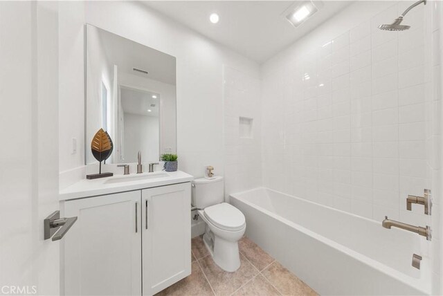 122 Appian Blvd, Irvine, CA 92602 - full bathroom featuring vanity,  shower combination, toilet, tile patterned flooring, and recessed lighting