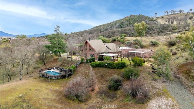 bird's eye view featuring a mountain view