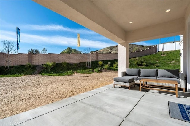 view of patio featuring an outdoor hangout area