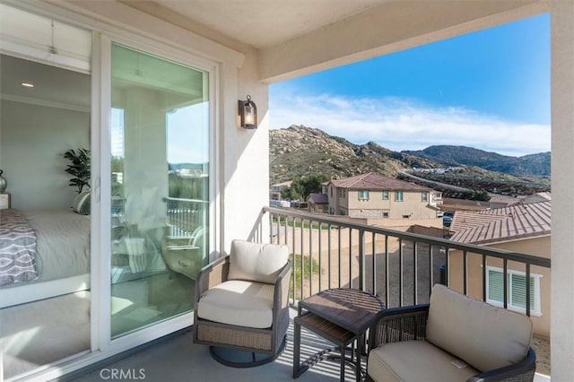 balcony with a mountain view