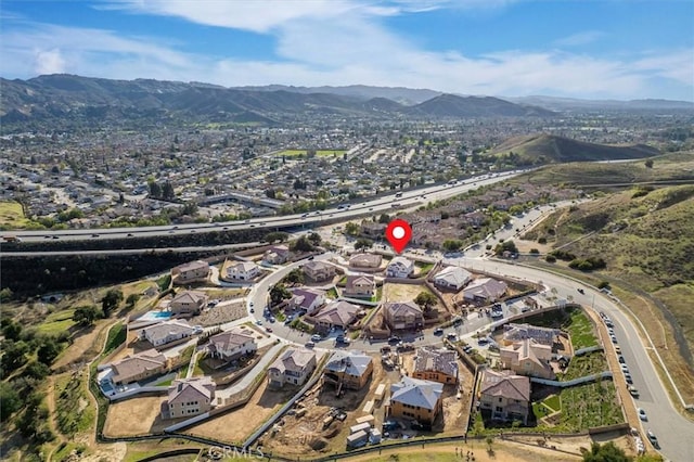 bird's eye view featuring a mountain view