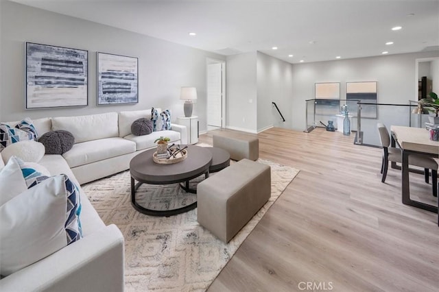 living room featuring light wood-type flooring
