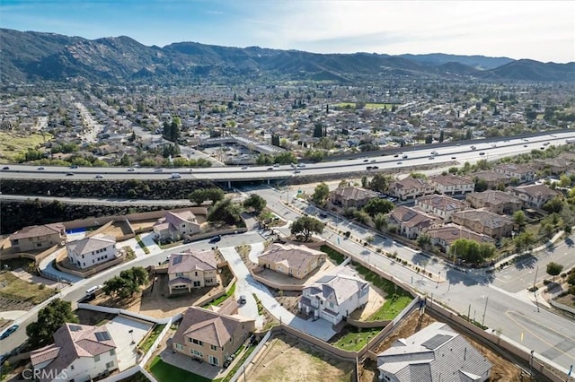 drone / aerial view with a mountain view