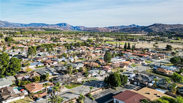 drone / aerial view with a mountain view