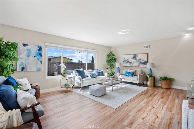 living room with light wood-type flooring