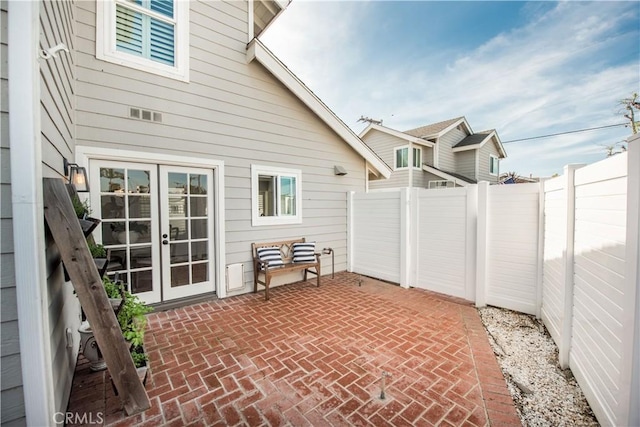 view of patio / terrace featuring french doors