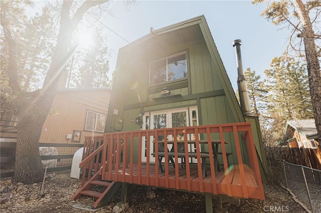 396 Kern Ave, Sugarloaf, CA 92386 - rear view of property with a wooden deck