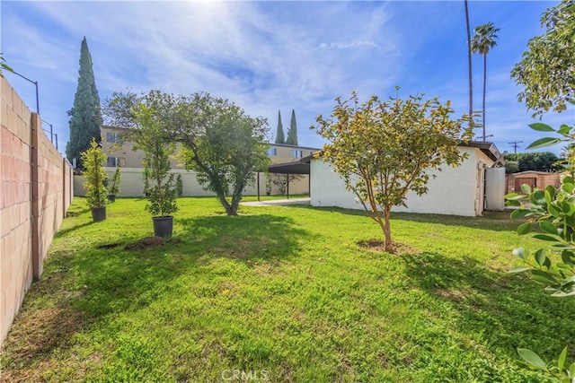 view of yard featuring a fenced backyard