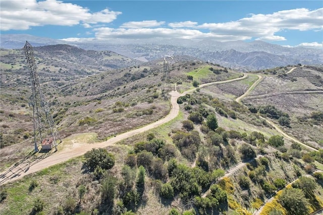 bird's eye view featuring a mountain view