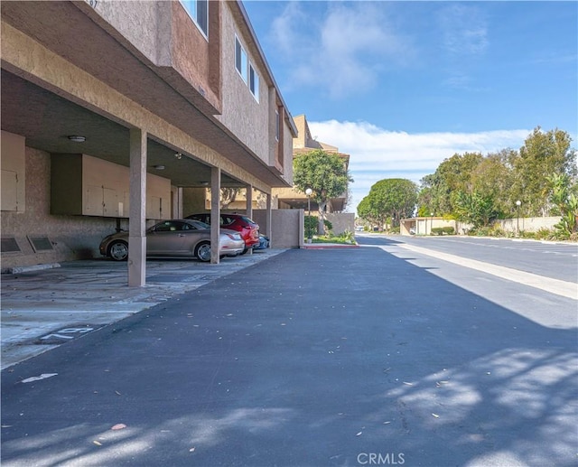 view of covered parking lot