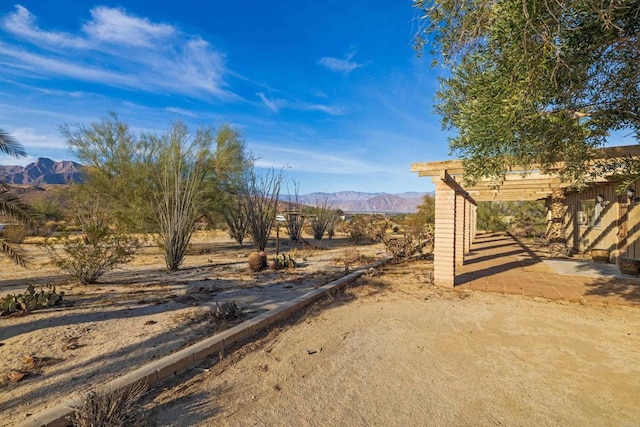 view of yard featuring a mountain view