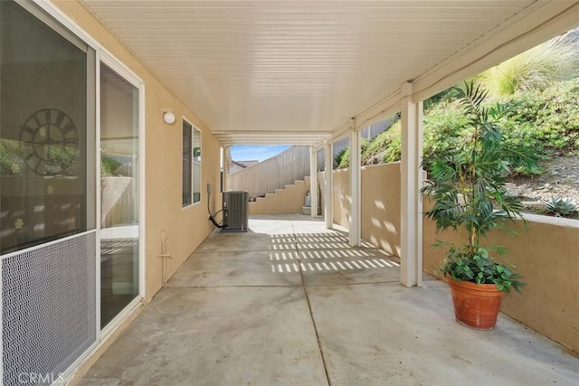 view of patio featuring central AC