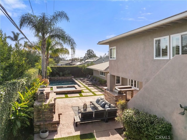 view of yard with a patio area and an outdoor hangout area