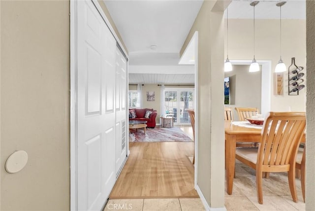 hallway featuring light wood-type flooring