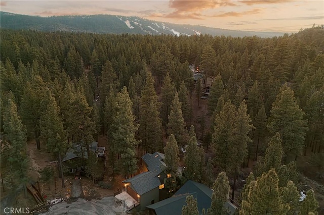 view of aerial view at dusk