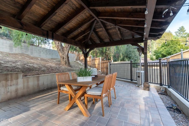 view of patio featuring a gazebo