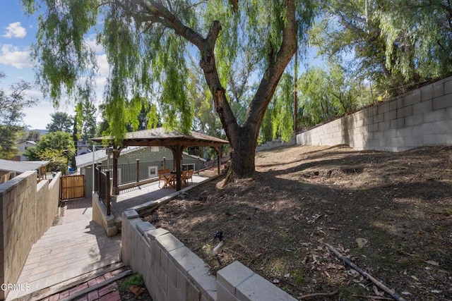 view of yard with a patio and a gazebo