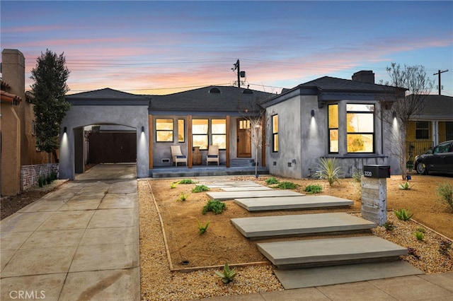 view of front of home featuring a garage