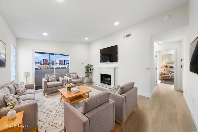 living room featuring light hardwood / wood-style flooring