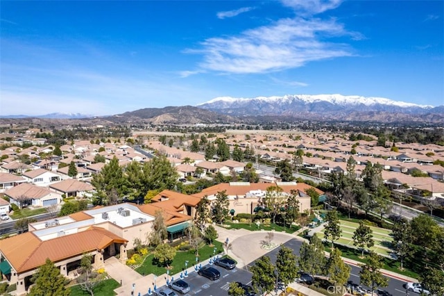 birds eye view of property featuring a residential view and a mountain view