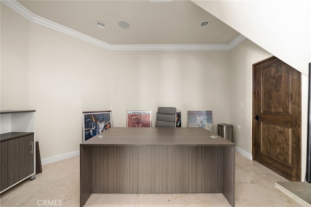 office featuring ornamental molding