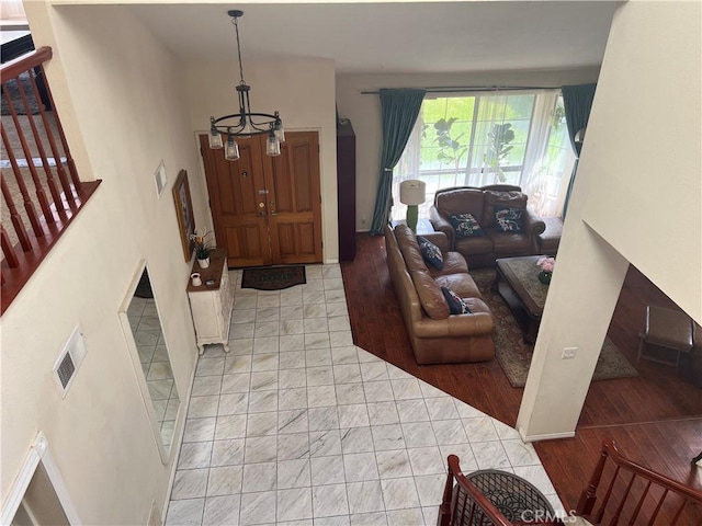 view of tiled living room