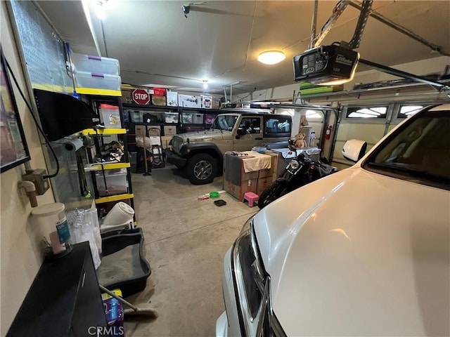 garage with a garage door opener