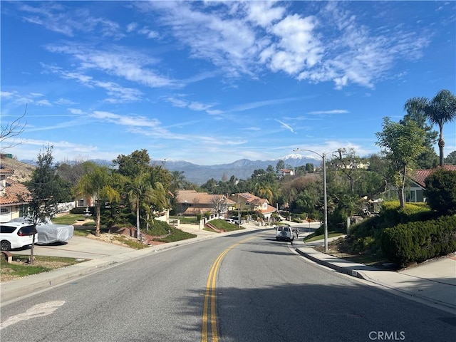 view of road with a mountain view