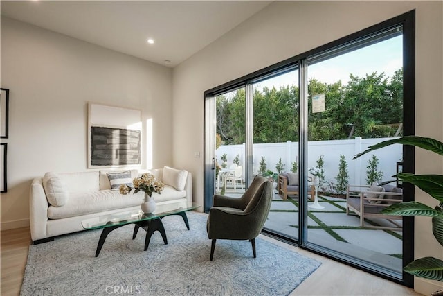 18848 Collins St, Tarzana, CA 91356 - living area featuring wood finished floors, recessed lighting, and baseboards