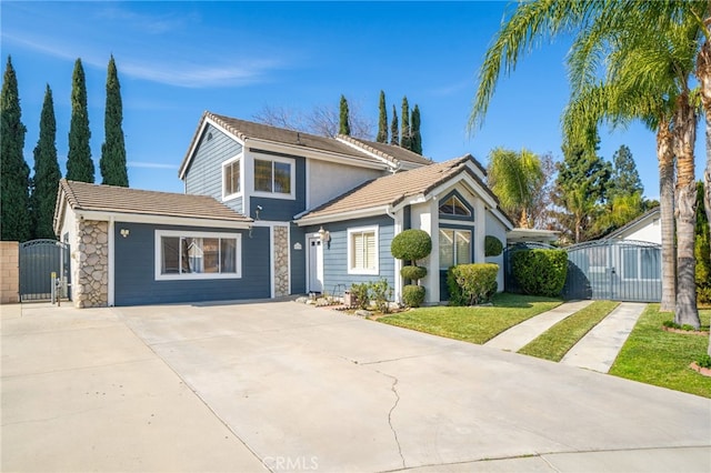 front facade with a front yard