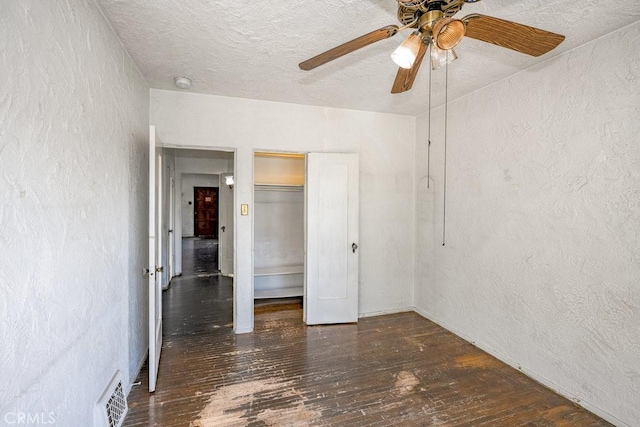 1314 E Harvard St, Glendale, CA 91205 - unfurnished bedroom with hardwood / wood-style flooring, a textured wall, a ceiling fan, and a textured ceiling