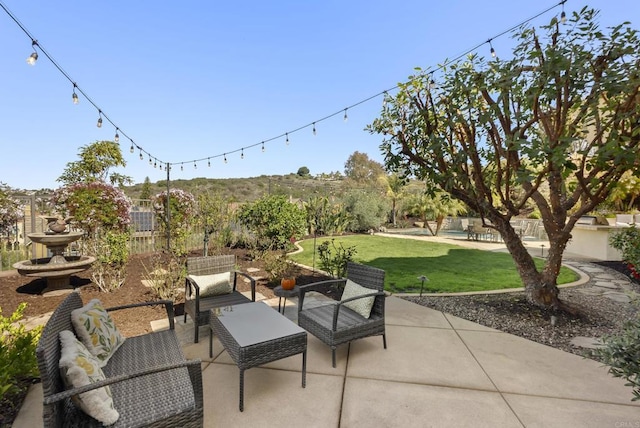 view of patio featuring a fenced backyard