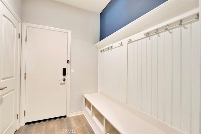 mudroom featuring light wood-type flooring