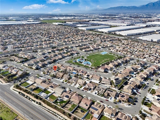 aerial view with a mountain view