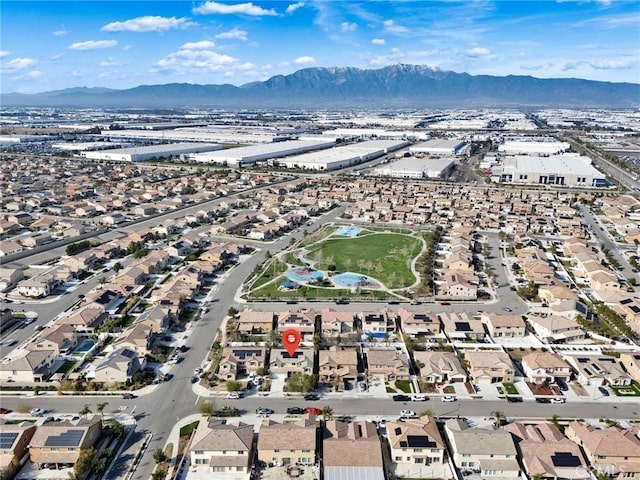 aerial view with a mountain view