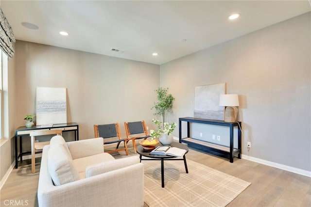 living room featuring light hardwood / wood-style flooring