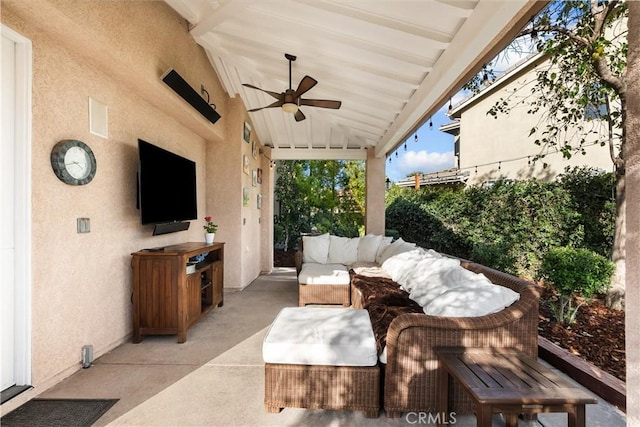 view of patio / terrace featuring outdoor lounge area and ceiling fan