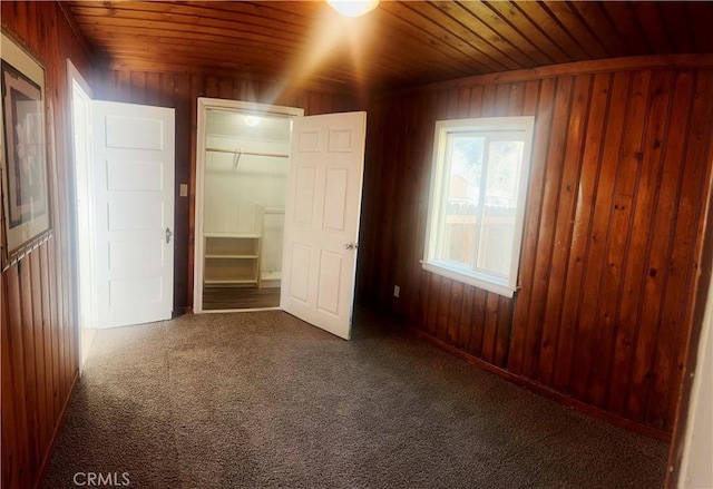 505 N Dr, Lebec, CA 93243 - unfurnished bedroom featuring carpet, wooden ceiling, and wooden walls