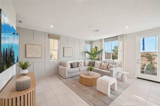 view of tiled living room