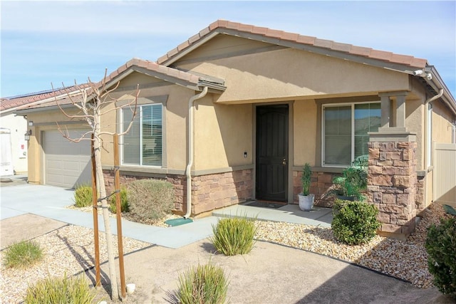 property entrance with a garage