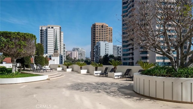 view of community with a patio