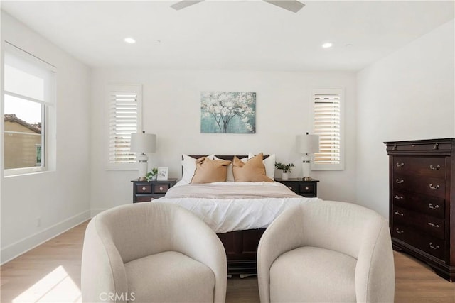 bedroom featuring light wood-type flooring