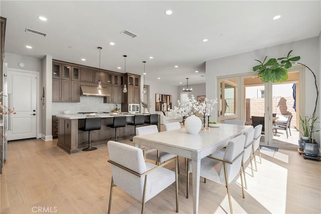 dining room with light hardwood / wood-style floors