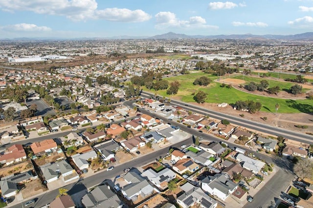 aerial view with a mountain view