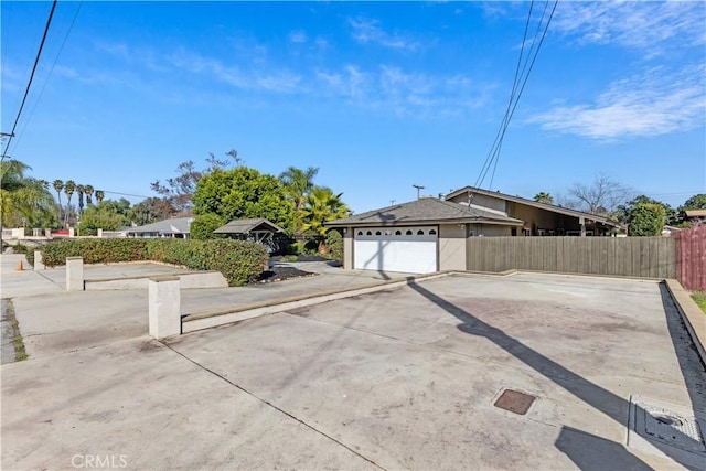 exterior space with a garage