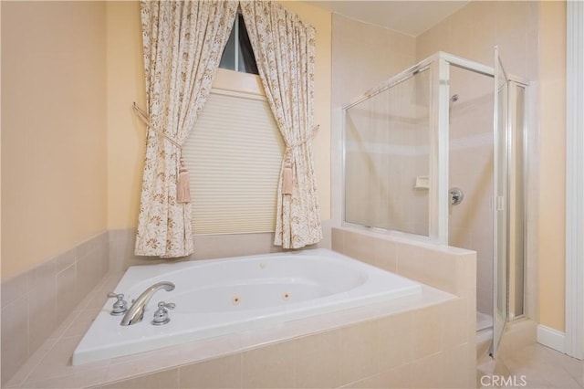 bathroom with plus walk in shower